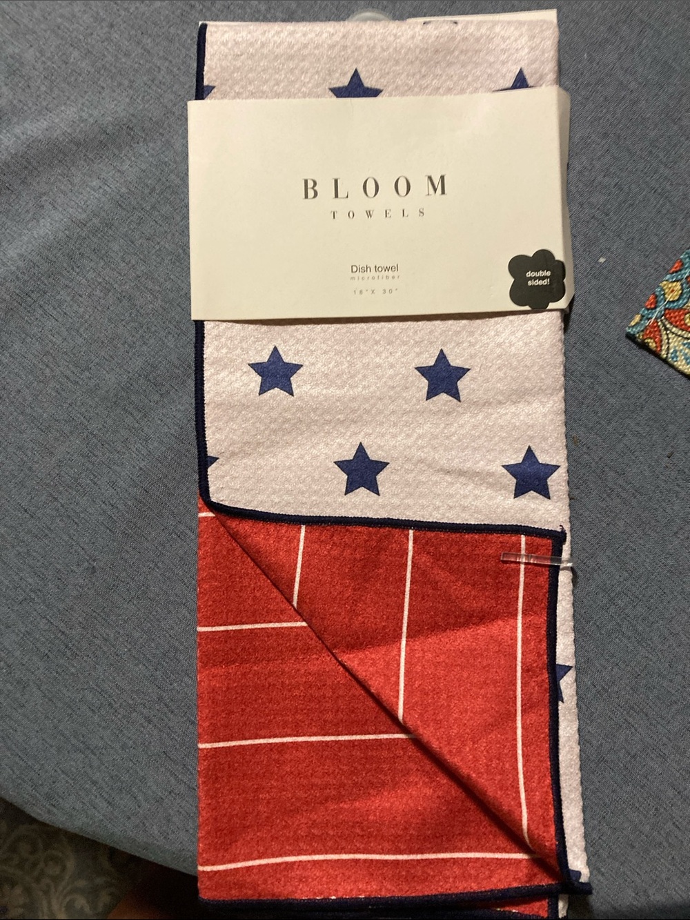 bloom Red, Navy & White Star and Stripe Double-Sided Dish Towel